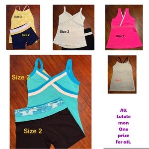A BUNDLE (A TOTAL OF 8 PIECES) of Lululemon ( 3 pairs of shorts and 5 tops)